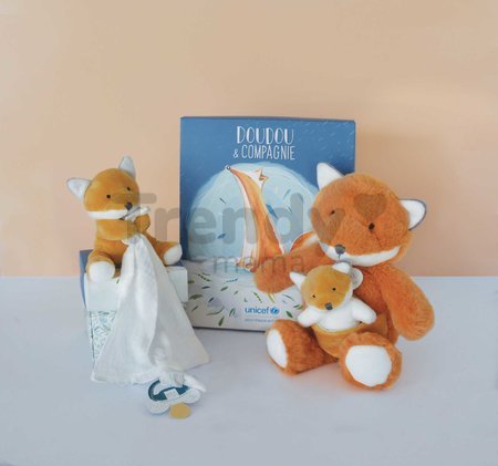 Plyšová líška s mláďatkom Fox Unicef Collection Doudou et Compagnie v darčekovom balení oranžová 25 cm od 0 mes