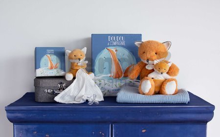 Plyšová líška s mláďatkom Fox Unicef Collection Doudou et Compagnie v darčekovom balení oranžová 25 cm od 0 mes