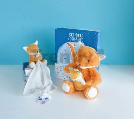 Plyšová líška s mláďatkom Fox Unicef Collection Doudou et Compagnie v darčekovom balení oranžová 25 cm od 0 mes