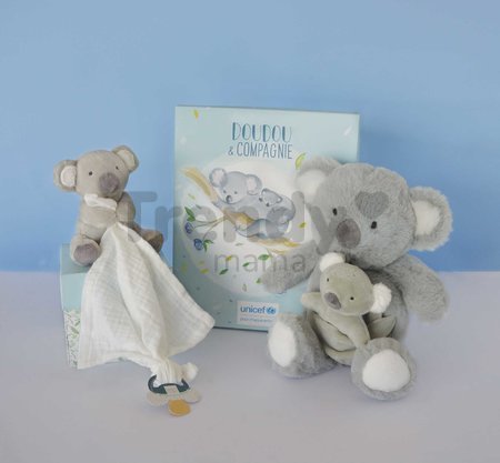 Plyšová koala s mláďatkom Koala Unicef Collection Doudou et Compagnie v darčekovom balení sivá 25 cm od 0 mes