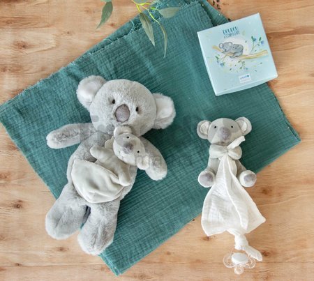 Plyšová koala s mláďatkom Koala Unicef Collection Doudou et Compagnie v darčekovom balení sivá 25 cm od 0 mes