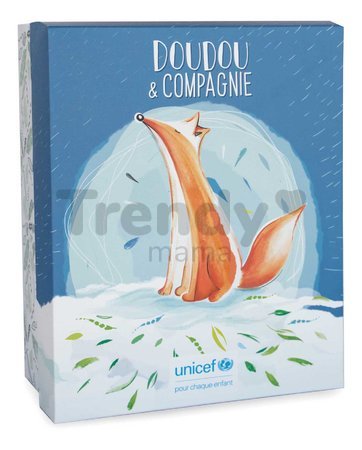 Plyšová líška s mláďatkom Fox Unicef Collection Doudou et Compagnie v darčekovom balení oranžová 25 cm od 0 mes