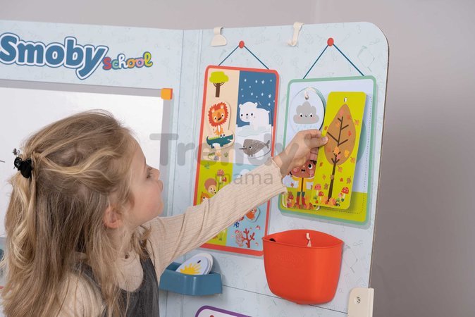 Škola s triedou pre škôlkárov obojstranná School Smoby Hra na učiteľa a žiaka s náučnými hrami a aktivitami 38 doplnkov