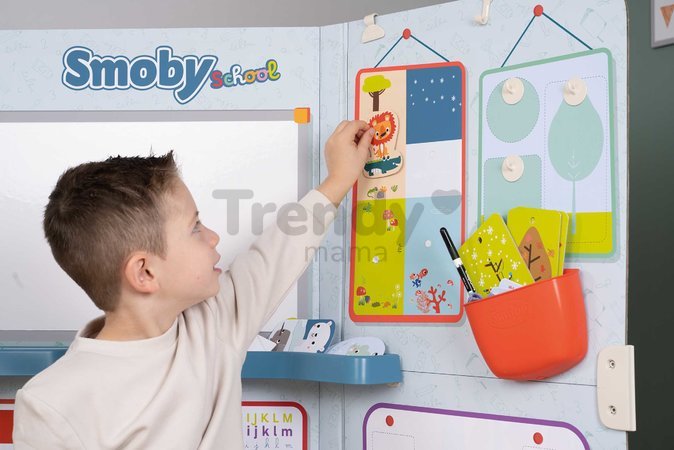 Škola s triedou pre škôlkárov obojstranná School Smoby Hra na učiteľa a žiaka s náučnými hrami a aktivitami 38 doplnkov