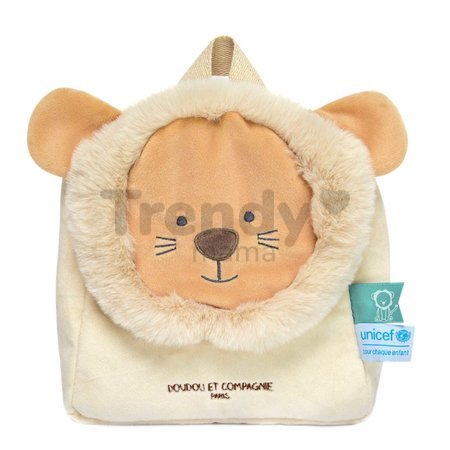 Plyšový batoh Lion Backpack Unicef Collection Doudou et Compagnie béžový od 18 mes