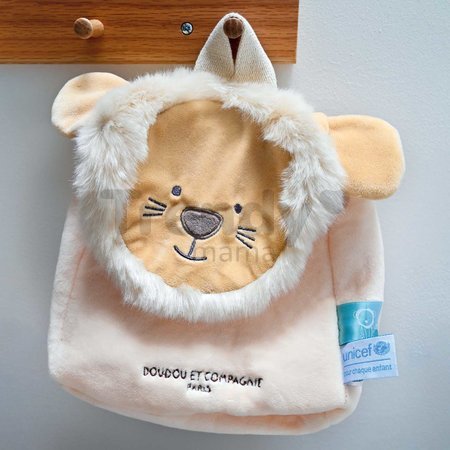 Plyšový batoh Lion Backpack Unicef Collection Doudou et Compagnie béžový od 18 mes