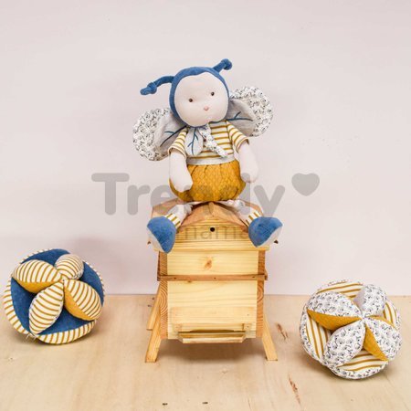 Senzorická loptička pre rozvoj zmyslov bábätka Pollen l'Abeille Doudou et Compagnie s hrkálkou rôzne vzory 15 cm od 0 mes