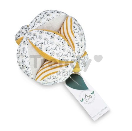 Senzorická loptička pre rozvoj zmyslov bábätka Pollen l'Abeille Doudou et Compagnie s hrkálkou rôzne vzory 15 cm od 0 mes