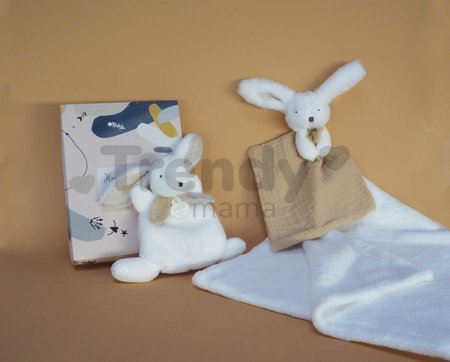 Deka pre najmenších so zajačikom na maznanie Happy Wild Doudou et Compagnie v darčekovom balení biela 70*100 cm od 0 mes