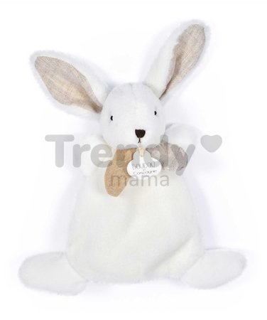 Plyšový zajačik na maznanie Happy Wild Doudou et Compagnie biely 17 cm v darčekovom balení od 0 mes