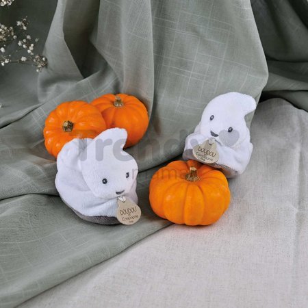 Papučky pre bábätko Duch Booties My First Halloween Doudou et Compagnie v darčekovom balení biele od 0-6 mes