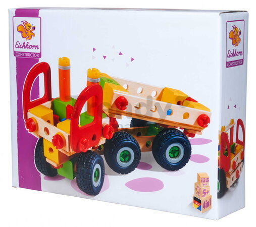 Drevená stavebnica nákladné auto Constructor Trucks Eichhorn 4 modely 135 dielov od 5 rokov