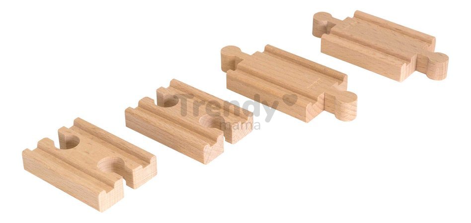Náhradné diely pre vláčikodráhu Mini Straight Track Pack BRIO 4 mini koľajnice dĺžka 5,4 cm od 3 rokov BRIO3930