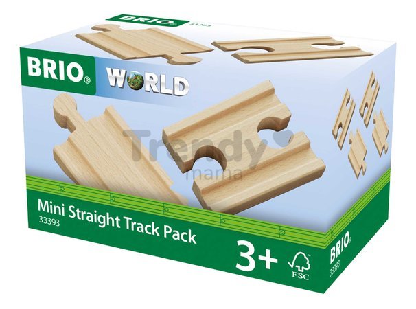 Náhradné diely pre vláčikodráhu Mini Straight Track Pack BRIO 4 mini koľajnice dĺžka 5,4 cm od 3 rokov BRIO3930