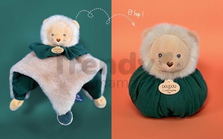 Plyšový lev na maznanie Doudou Boule 3v1 Doudou et Compagnie zelený 25 cm od 0 mes