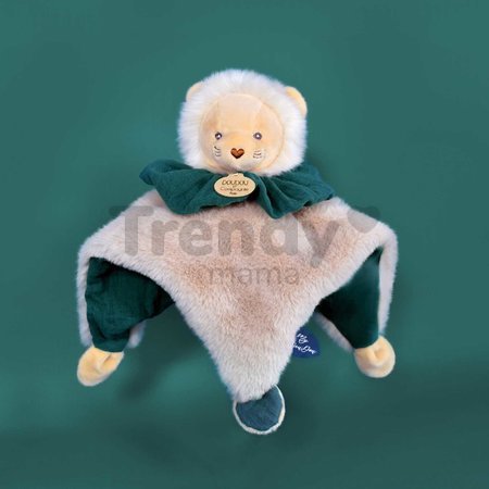 Plyšový lev na maznanie Doudou Boule 3v1 Doudou et Compagnie zelený 25 cm od 0 mes