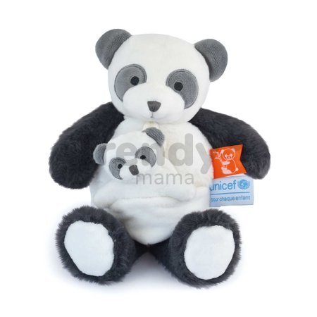 Plyšová panda s mláďatkom Panda Unicef Collection Doudou et Compagnie v darčekovom balení biela 25 cm od 0 mes