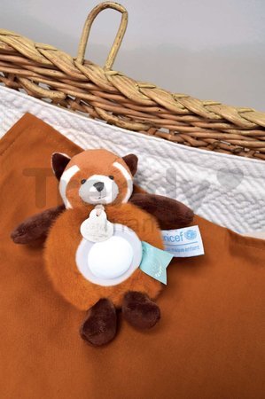 Plyšová panda na bábkové divadlo Red Panda Hand Puppet Unicef Collection Doudou et Compagnie v darčekovom balení červená 25 cm od 0 mes