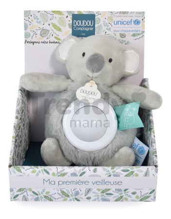 Plyšová koala so svetlom Koala Nightlight Unicef Collection Doudou et Compagnie v darčekovom balení sivá 15 cm od 0 mes