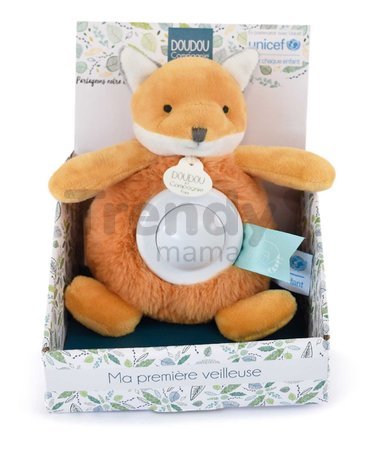 Plyšová líška so svetlom Fox Nightlight Unicef Collection Doudou et Compagnie v darčekovom balení oranžová 15 cm od 0 mes