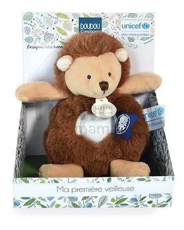 Plyšový ježko so svetlom Hedgehog Nightlight Unicef Collection Doudou et Compagnie v darčekovom balení hnedý 15 cm od 0 mes