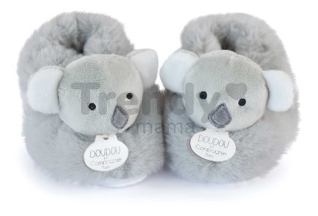Papučky pre bábätko Koala Booties Unicef Collection Doudou et Compagnie v darčekovom balení sivé 0-6 mes