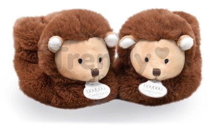 Papučky pre bábätko Hedgehog Booties Unicef Collection Doudou et Compagnie v darčekovom balení hnedé 0-6 mes