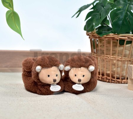 Papučky pre bábätko Hedgehog Booties Unicef Collection Doudou et Compagnie v darčekovom balení hnedé 0-6 mes