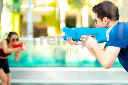 Vodná pištoľ plne elektronická s automatickým nabíjaním vodou SpyraThree Blue Spyra s elektronickým digitálnym displejom a 3 režimy streľby s dostrelo