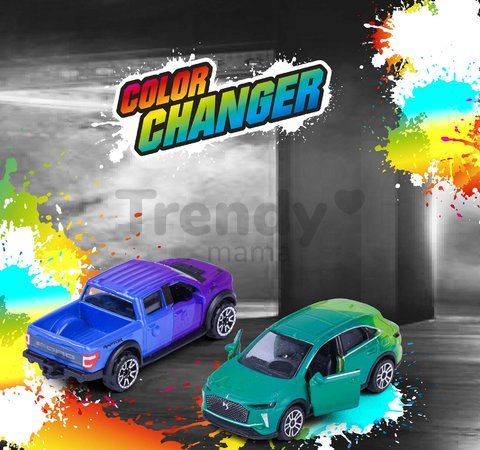 Autíčko s efektom zmeny farby Color Changers Majorette kovové 6 rôznych druhov dĺžka 7,5 cm