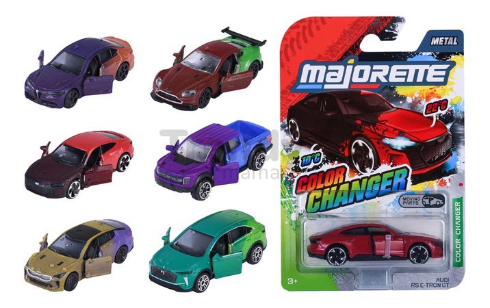 Autíčko s efektom zmeny farby Color Changers Majorette kovové 6 rôznych druhov dĺžka 7,5 cm