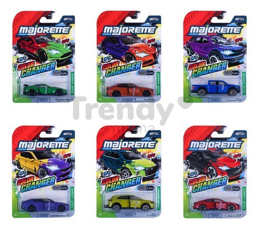 Autíčko s efektom zmeny farby Color Changers Majorette kovové 6 rôznych druhov dĺžka 7,5 cm