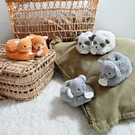 Papučky pre bábätko Koala Booties Unicef Collection Doudou et Compagnie v darčekovom balení sivé 0-6 mes