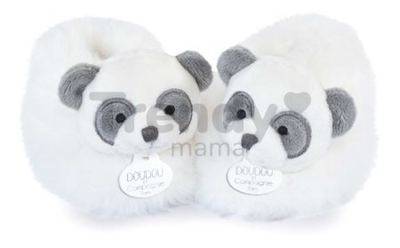 Papučky pre bábätko Panda Booties Unicef Collection Doudou et Compagnie v darčekovom balení biele 0-6 mes