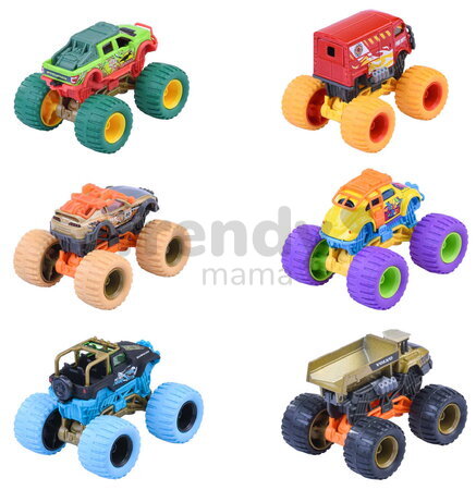 Autíčko Monster Rockerz Majorette 6 tipuri diferite cu roți din cauciuc; lungime 7,5 cm; 1:64
