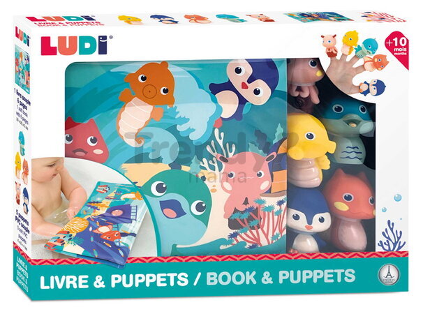Knižka do vane s maňuškami na prsty Book & Puppets Ludi 5 maňušiek od 10 mes LU40018