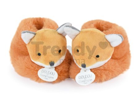 Papučky pre bábätko Fox Booties Unicef Collection Doudou et Compagnie v darčekovom balení oranžové 0-6 mes