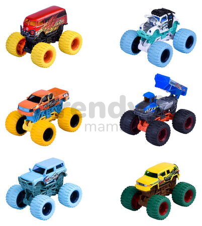 Autíčka Monster Rockerz Majorette 2 tipuri cu roți din cauciuc, lungime 7,5 cm, 1:64
