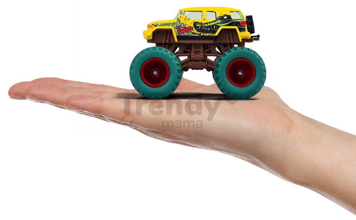 Autíčka Monster Rockerz Majorette 2 tipuri cu roți din cauciuc, lungime 7,5 cm, 1:64