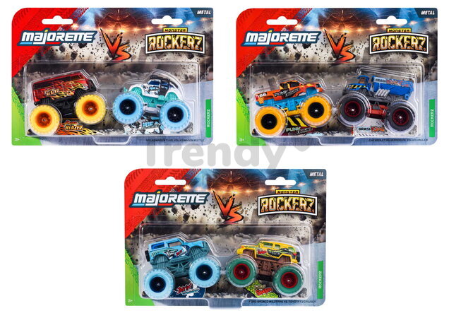 Autíčka Monster Rockerz Majorette 2 tipuri cu roți din cauciuc, lungime 7,5 cm, 1:64