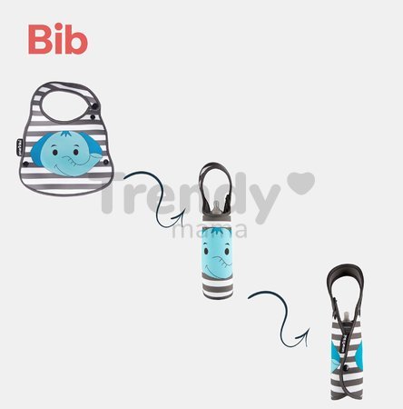 Podbradník pre deti a držiak na fľašku Slon Baby Bib & Bottle Holder toTs-smarTrike modrý od 0 mes