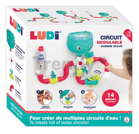 Vodný mlynček do vane Water Circuit Ludi s potrubím 14 dielov od 18 mes LU40061