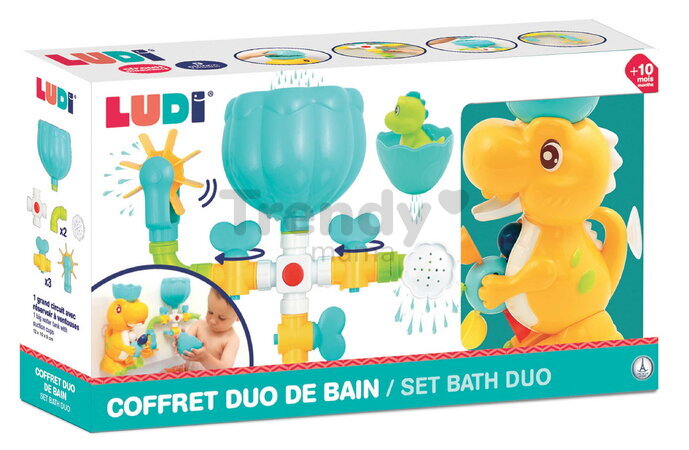 Vodný mlynček do vane Dinosaurus Set Bath Duo Ludi s potrubím od 10 mes LU40071
