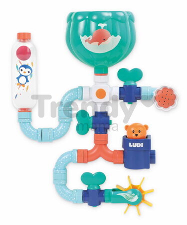 Vodný mlynček do vane Medvedík Water Circuit Ludi s potrubím 16 dielov od 18 mes LU40085