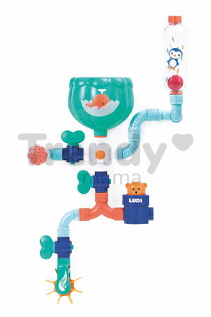 Vodný mlynček do vane Medvedík Water Circuit Ludi s potrubím 16 dielov od 18 mes LU40085