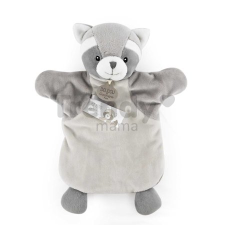 Plyšový medvedík čistotný na bábkové divadlo Raccoon Hand Puppet Doudou et Compagnie sivý 25 cm od 0 mes
