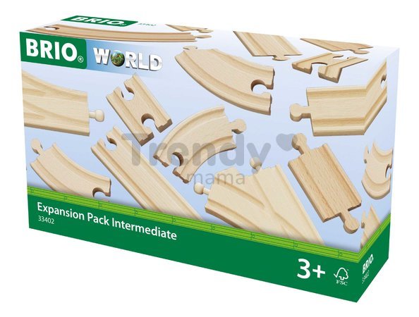 Náhradné diely pre vláčikodráhu Pokročilá sada Intermediate Expansion Pack BRIO 16 dielov koľajníc od 3 rokov BRIO4029