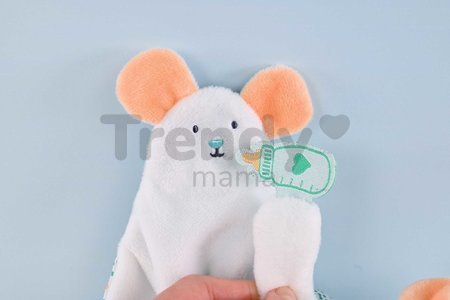 Plyšová myška na maznanie a bábkové divadlo Mouse Finger Puppet Doudou et Compagnie biela 30 cm od 0 mes