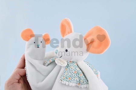 Plyšová myška na maznanie a bábkové divadlo Mouse Finger Puppet Doudou et Compagnie biela 30 cm od 0 mes