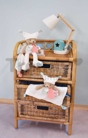 Plyšový medvedík na maznanie White Bear Flat Comforter Doudou et Compagnie s QR kódom na rozprávky biely 25 cm od 0 mes